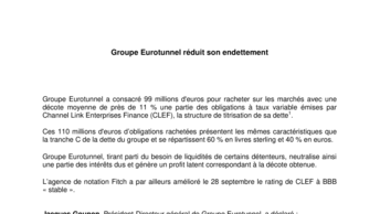 Groupe Eurotunnel réduit son endettement