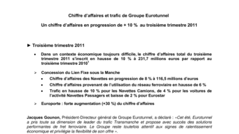 Chiffre d’affaires et trafic de Groupe Eurotunnel