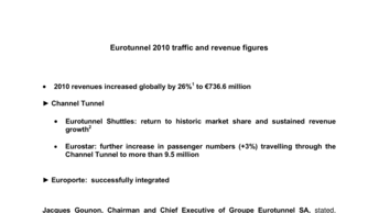 Eurotunnel 2010 traffic and revenue figures