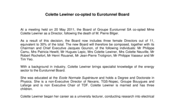 Colette Lewiner co-opted to Eurotunnel Board