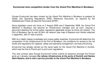 Eurotunnel wins competitive tender from the Grand Port Maritime in Bordeaux