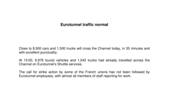 Eurotunnel traffic normal