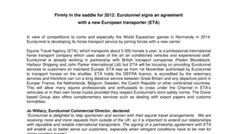 Firmly in the saddle for 2012: Eurotunnel signs an agreement  with a new European transporter (ETA)