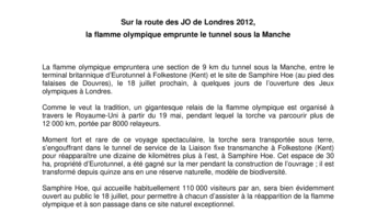 Sur la route des JO de Londres 2012,  la flamme olympique emprunte le tunnel sous la Manche