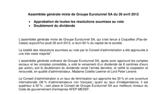 Assemblée générale mixte de Groupe Eurotunnel SA du 26 avril 2012