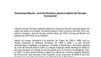 Emmanuel Moulin, nommé Directeur général adjoint de Groupe Eurotunnel