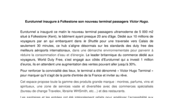 Eurotunnel inaugure à Folkestone son nouveau terminal passagers Victor Hugo.