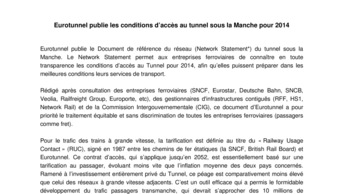 Eurotunnel publie les conditions d’accès au tunnel sous la Manche pour 2014
