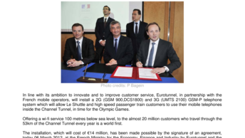 Mobile telephone service to be installed in the Channel Tunnel  for the Olympic Games in 2012