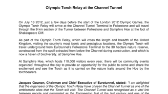Olympic Torch Relay at the Channel Tunnel