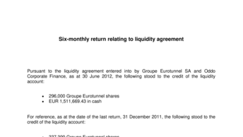 Six-monthly return relating to liquidity agreement