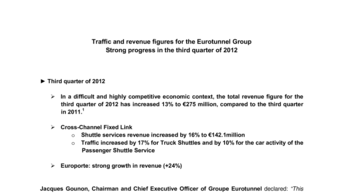 Traffic and revenue figures for the Eurotunnel Group