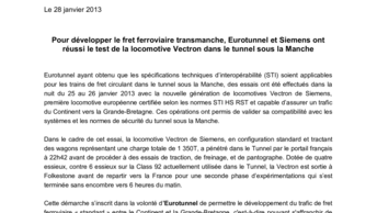 Pour développer le fret ferroviaire transmanche, Eurotunnel et Siemens ont réussi le test de la locomotive Vectron dans le tunnel sous la Manche