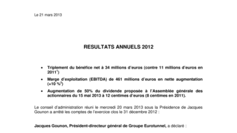 RESULTATS ANNUELS 2012