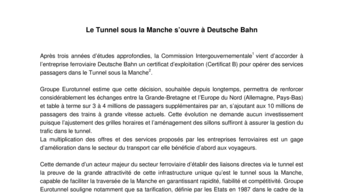Le Tunnel sous la Manche s’ouvre à Deutsche Bahn