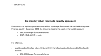 Six-monthly return relating to liquidity agreement