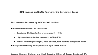 2012 revenue and traffic figures for the Eurotunnel Group