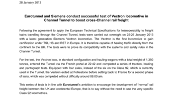 Eurotunnel and Siemens conduct successful test of Vectron locomotive in Channel Tunnel to boost cross-Channel rail freight