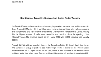 New Channel Tunnel traffic record set during Easter Weekend