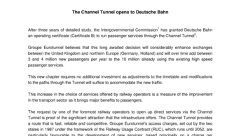 The Channel Tunnel opens to Deutsche Bahn