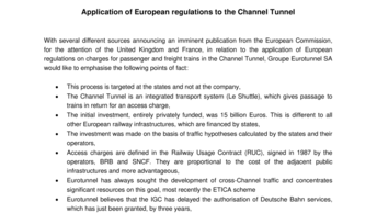 Application of European regulations to the Channel Tunnel