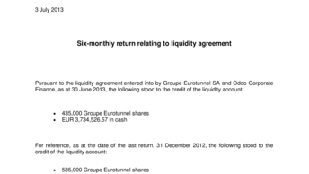 Six-monthly return relating to liquidity agreement