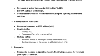 Groupe Eurotunnel SA: 2013 Half Year Results and Traffic Figures