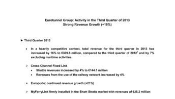 Eurotunnel Group: Activity in the Third Quarter of 2013 - Strong Revenue Growth (+16%)