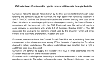 IGC’s decision: Eurotunnel is right to recover all its costs through the tolls