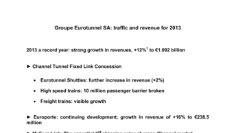 Groupe Eurotunnel SA: traffic and revenue for 2013