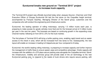 Eurotunnel breaks new ground on “Terminal 2015” project  to increase truck capacity