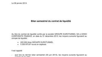 Bilan semestriel du contrat de liquidité