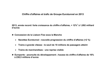 Chiffre d'affaires et trafic de Groupe Eurotunnel en 2013