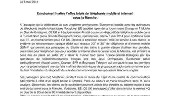 Eurotunnel finalise l’offre totale de téléphonie mobile et internet  sous la Manche