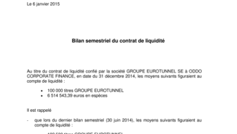Bilan semestriel du contrat de liquidité