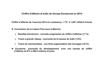 Chiffre d'affaires et trafic de Groupe Eurotunnel en 2014