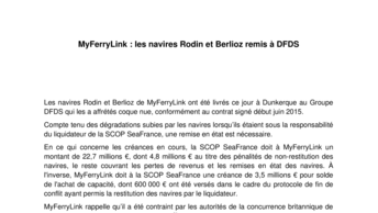 MyFerryLink : les navires Rodin et Berlioz remis à DFDS