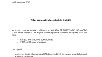 Bilan semestriel du contrat de liquidité
