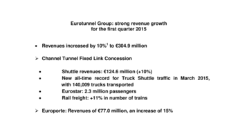 Eurotunnel Group: strong revenue growth  for the first quarter 2015