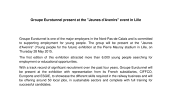 Groupe Eurotunnel present at the "Jeunes d'Avenirs" event in Lille