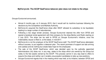 MyFerryLink: The SCOP SeaFrance takeover plan does not relate to the ships
