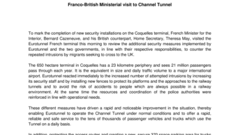 Franco-British Ministerial visit to Channel Tunnel