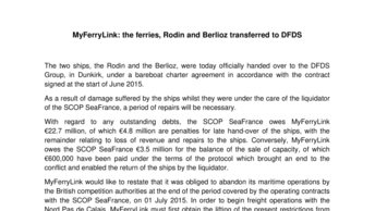 MyFerryLink: the ferries, Rodin and Berlioz transferred to DFDS