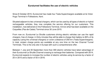 Eurotunnel facilitates the use of electric vehicles