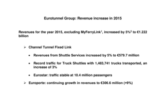 Eurotunnel Group: Revenue increase in 2015