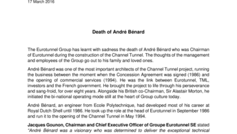 Death of André Bénard
