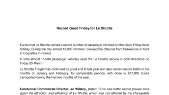 Record Good Friday for Le Shuttle