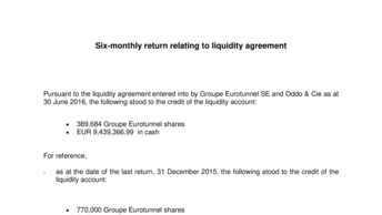 Six-monthly return relating to liquidity agreement