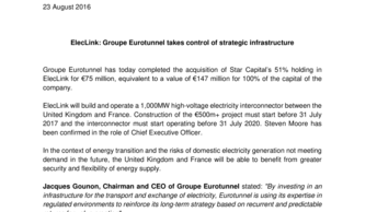 ElecLink: Groupe Eurotunnel takes control of strategic infrastructure