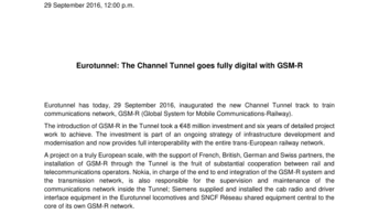 Eurotunnel: The Channel Tunnel goes fully digital with GSM-R